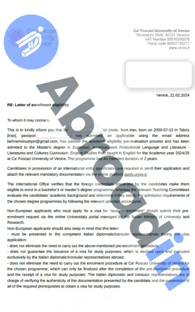 رشته زبان و ادبیات، دانشگاه ونیز ایتالیا